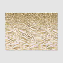Gold Cream Glitzy Glitzer Zebra Print     