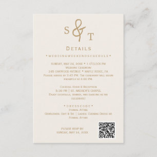 Gold Cream Minimal Wedding Details Card Begleitkarte