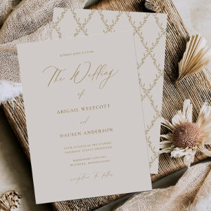 Gold & Creme Einladungs-Karte für Hochzeiten Einladung