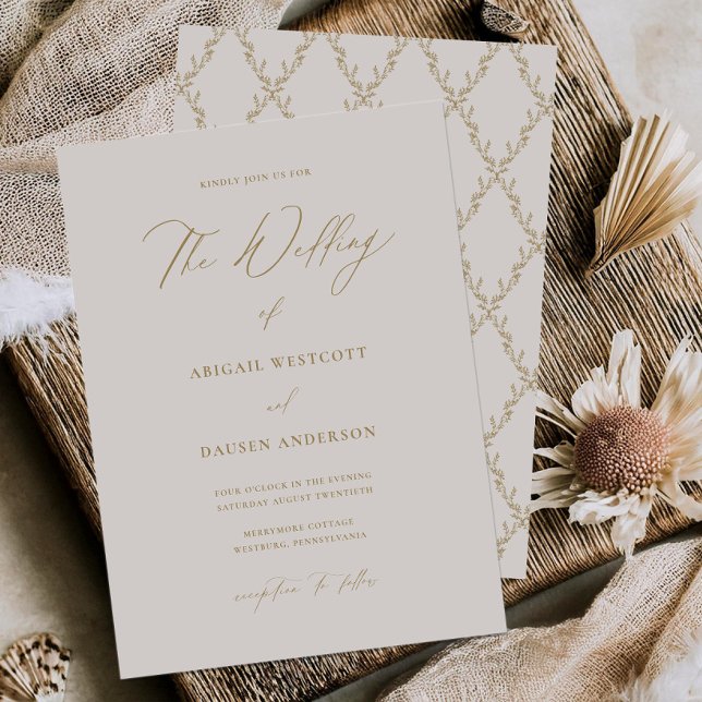 Gold & Creme Einladungs-Karte für Hochzeiten Einladung (Von Creator hochgeladen)