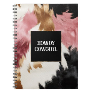 Gold Creme Pink Black Cowgirl Cowhide Notizblock
