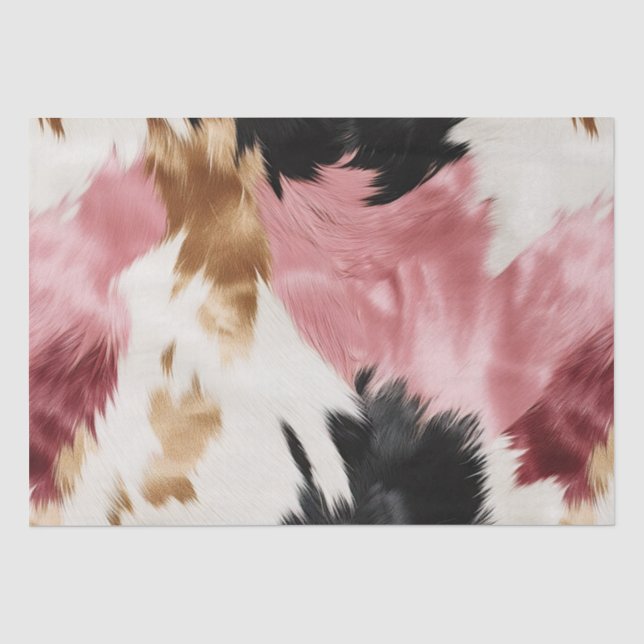 Gold Creme Pink Black Cowgirl Cowhide Seidenpapier (Vorderseite)