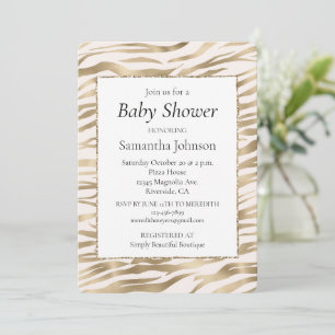 Gold Creme Zebradruck Einladung
