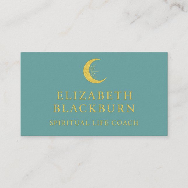 Gold Crescent Moon Spiritual Life Coach Business C Visitenkarte (Vorderseite)