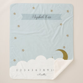 Gold Crescent Moon & Stars Grau Meilenstein Sherpadecke