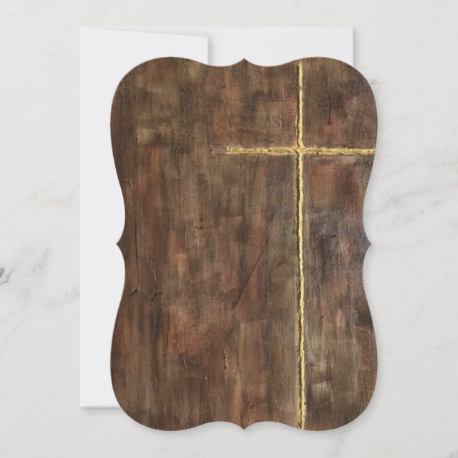 Gold Cross-12x18 Einladungshülse Einladung (Vorderseite)
