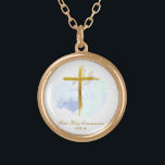 *~ Gold Cross AP35 Kommunion Christlich Blue Gold  Vergoldete Kette<br><div class="desc">(( Suche nach AP35 für ähnliche Designs und AP40)) SIMPLE MINIMAL Design. BLAUE Wasserfarbe und GOLD BOTANISCHE Blätter auf Kreuz / Kruzifix / ROUND SCHUHE Der Hintergrund ist WEISS mit einem leichten Aquarellfärbung von BLAU. Der Text-Schriftart ist elegant, extravagant und raffiniert Kalligraphie-Skript. Das Design ist sehr einfach und MINIMAL. Religiös...</div>
