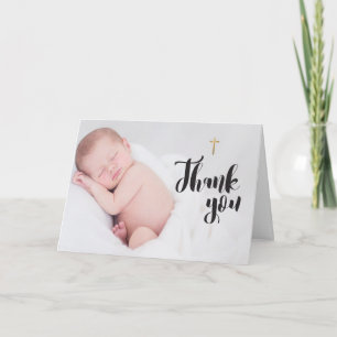 Gold Cross Baby Taufe Vielen Dank Foto Karte