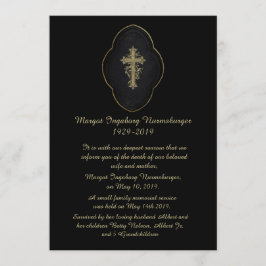 Gold Cross Black Death Announcement Card Ankündigung