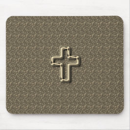 Gold-CROSS-Christian-Faith_Churches_Taupe Mousepad