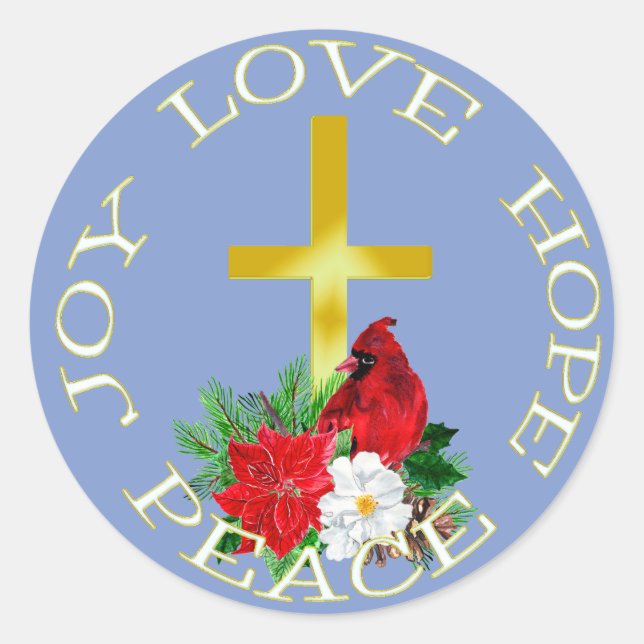 Gold Cross Christmas Bouquet Runder Aufkleber (Vorderseite)
