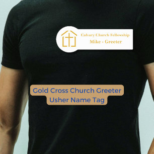 Gold Cross Church Greeter Usher Name Tag Namensschild