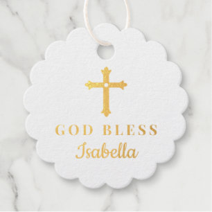 Gold Cross God Bless Baby Religiöse Taufe Geschenkanhänger