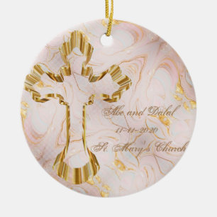 Gold Cross Keramik Ornament
