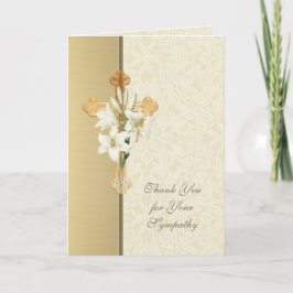 Gold Cross Lilies Christliches Beileid Vielen Dank Dankeskarte