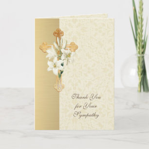 Gold Cross Lilies Christliches Beileid Vielen Dank Dankeskarte