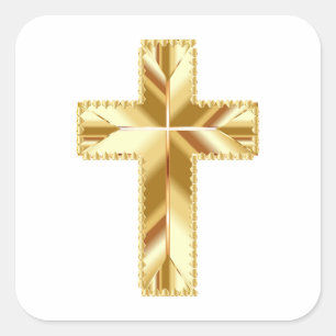 Gold Cross Quadratischer Aufkleber