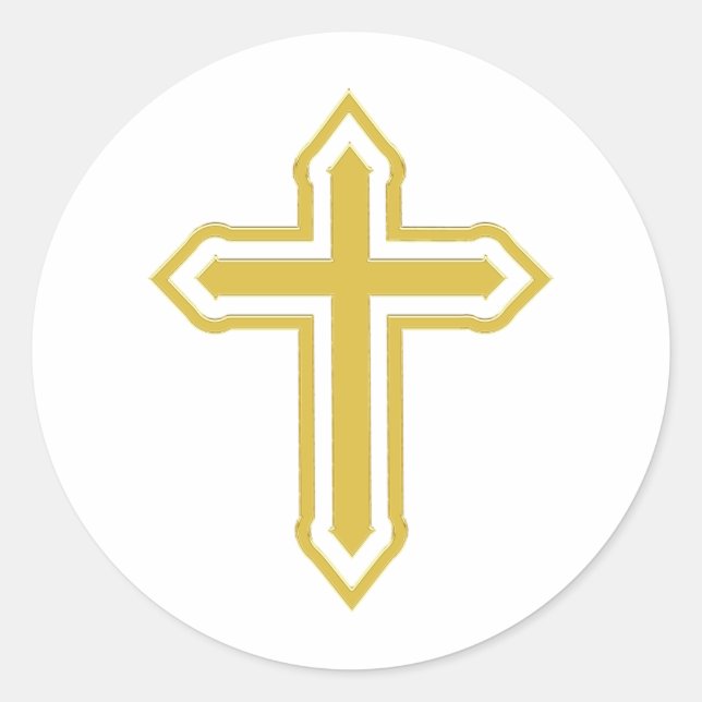 Gold Cross Runder Aufkleber (Vorderseite)