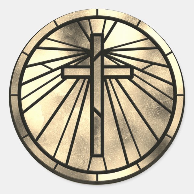 Gold Cross Runder Aufkleber (Vorderseite)
