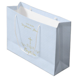 Gold Cross und Laurels in hellblau Große Geschenktüte