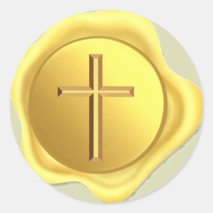 Gold Cross Wax Siegel Klassiker Rundaufkleber Runder Aufkleber