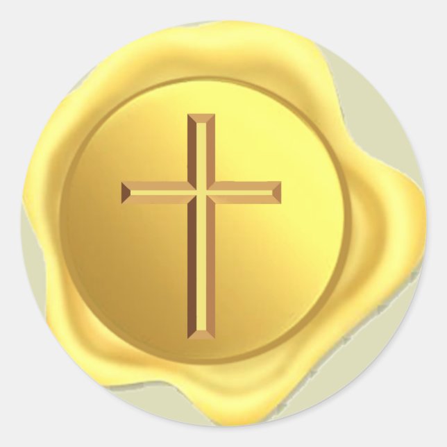 Gold Cross Wax Siegel Klassiker Rundaufkleber Runder Aufkleber (Vorderseite)