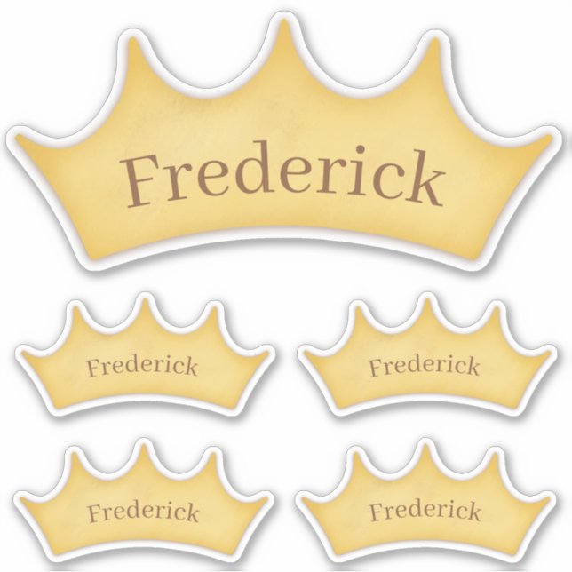 Gold Crown 5 Kids & Baby Personalisiert Name Label (Vorderseite)