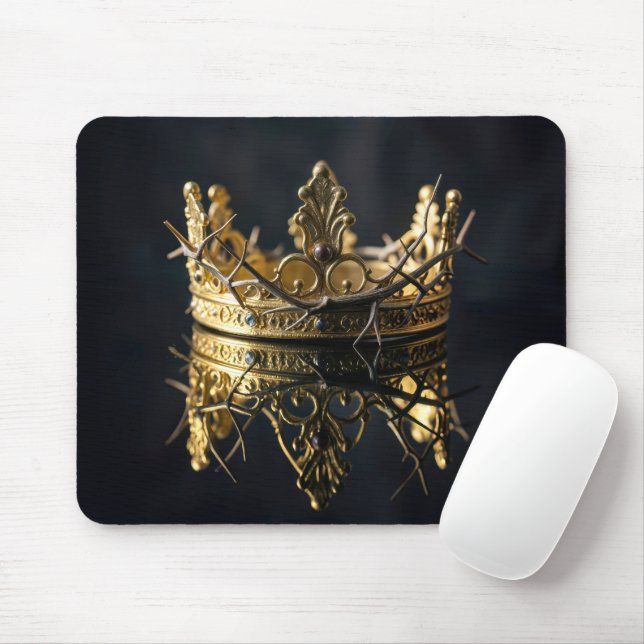 Gold Crown and Crown of Thorns Reflection Mousepad (Mit Mouse)