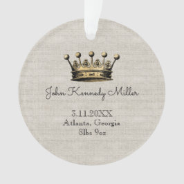Gold Crown Baby Birth Ankündigung Keepake Linen Ornament