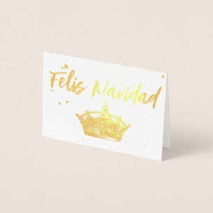 Gold Crown Feliz Navidad Weihnachtsfohlen-Karte Folienkarte