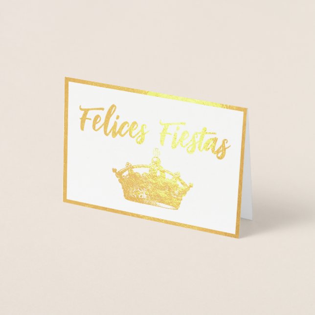 Gold Crown Feliz Navidad Weihnachtsfohlen-Karte Folienkarte (Vorderseite)