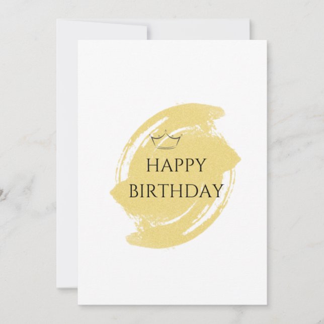 Gold Crown Happy Birthday Card Einladung (Vorderseite)