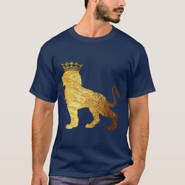 Gold Crown King Lion für MenCool Boy Lion T-Shirt (Vorderseite)
