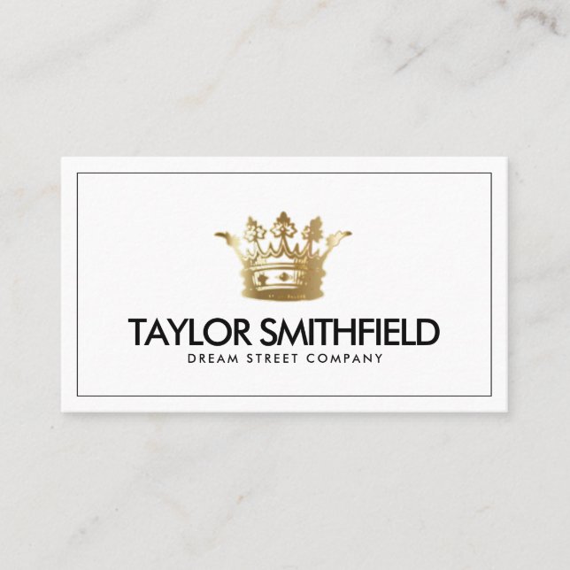 Gold Crown Modern Business Card Visitenkarte (Vorderseite)