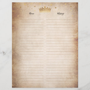 Gold Crown Parchment Paper Gästebuchseiten
