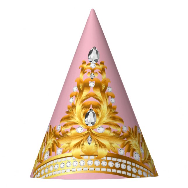 Gold Crown Party Hat-Pink Partyhütchen (Vorderseite)