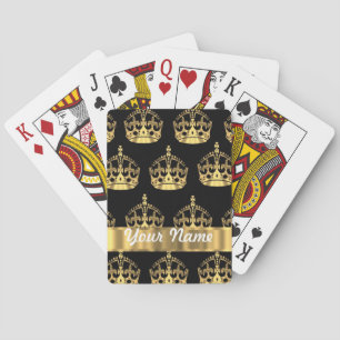 Gold crown pattern on black spielkarten