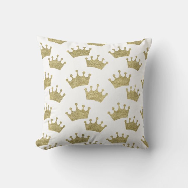 Gold Crowns Mairytale Prince Storybook Deco Kissen (Vorderseite)