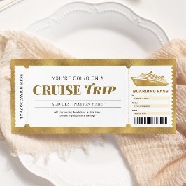 Gold Cruise Boarding Pass Ticket Gutschein Einladung