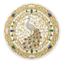 Gold Crystal Peacock Bird 2D graphic gemstones Keramikknauf