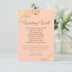 Gold Curls & Coral Peach Hochzeit wünschen gutes G Begleitkarte
