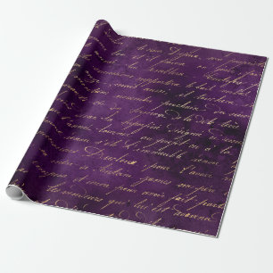 Gold Cursive auf Deep Lila Geschenkpapier