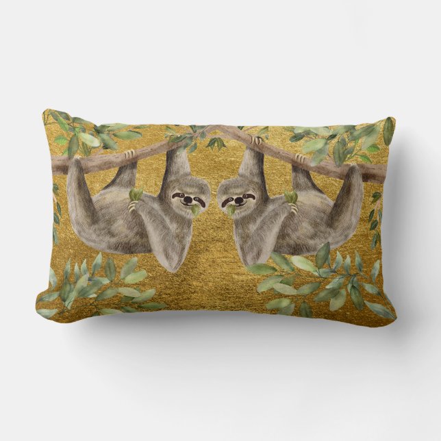 Gold Cushion - Sloth Design  Lendenkissen (Vorderseite)