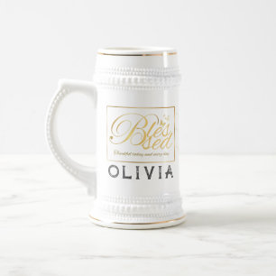 Gold Custom Calligraphy Name Erntedank Gift Bierglas