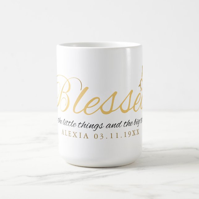 Gold Custom Calligraphy Name Erntedank Gift Kaffeetasse (Mittel)