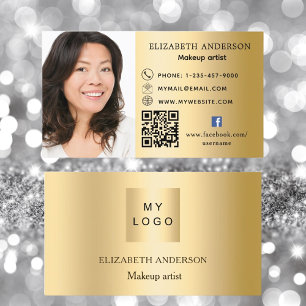 Gold Custom Logo Foto Qr Code Social Media Visitenkarte