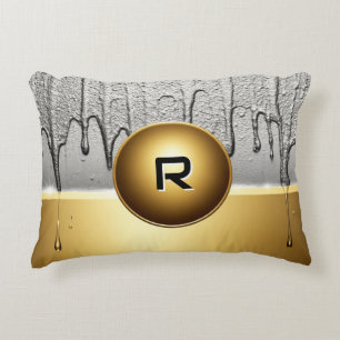 Gold Custom Metallic Chrome Name Tropfeffekt  Dekokissen