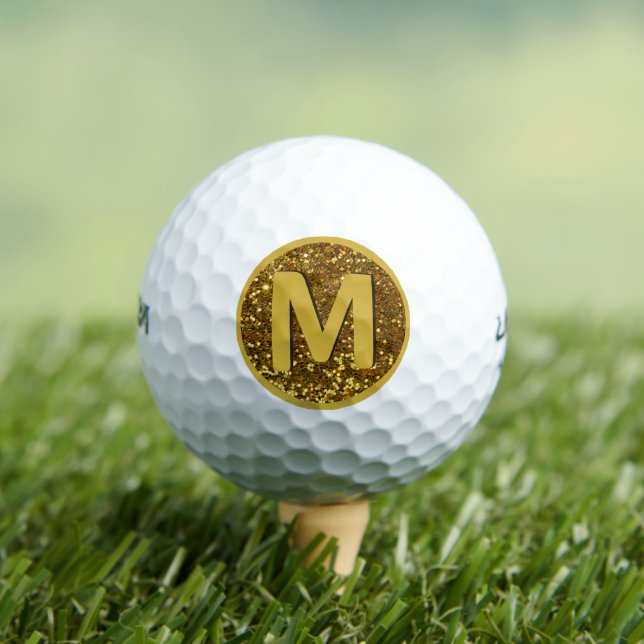 Gold Custom Mit Monogramm Initial Shiny Glitzer Golfball (Insitu T-Shirt)