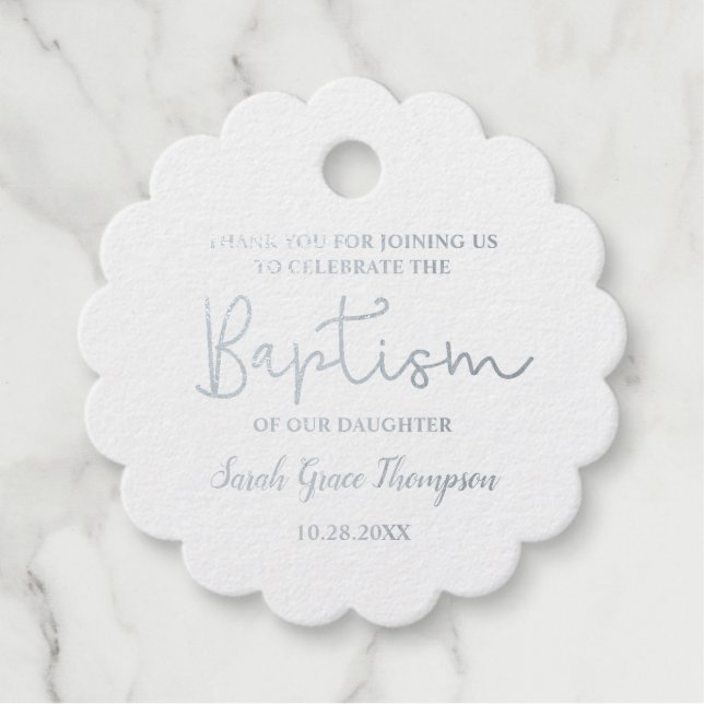 Gold Custom Modern Script Name Baby Girl Taufe Geschenkanhänger (Vorderseite)