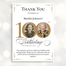 Gold Custom Photo 100e Carte de remerciements anni
